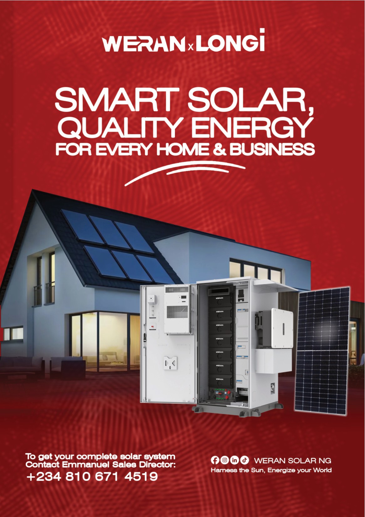 Nigeria International Lighting Expo 2026 — page 2: WERAN × LONGi — Smart Solar, Quality Energy for Every Home & Business
