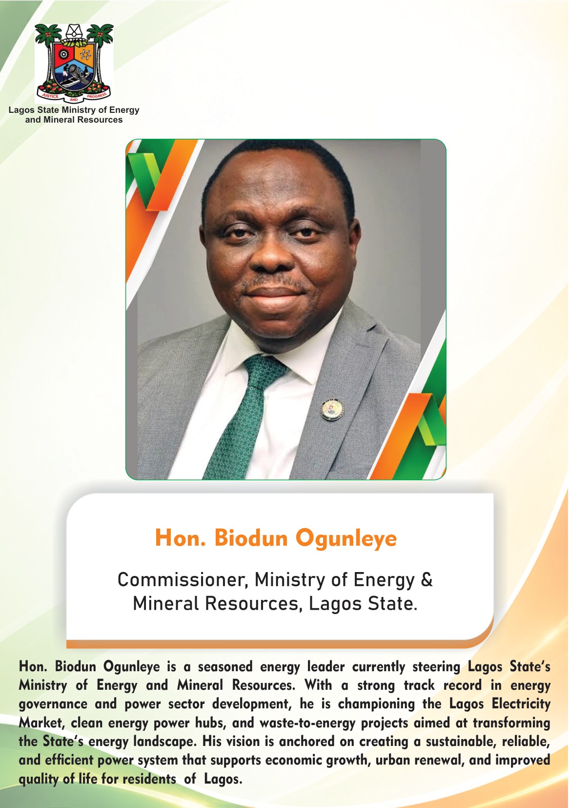 Nigeria International Lighting Expo 2026 — page 7: Hon. Biodun Ogunleye — Lagos State Ministry of Energy and Mineral Resources