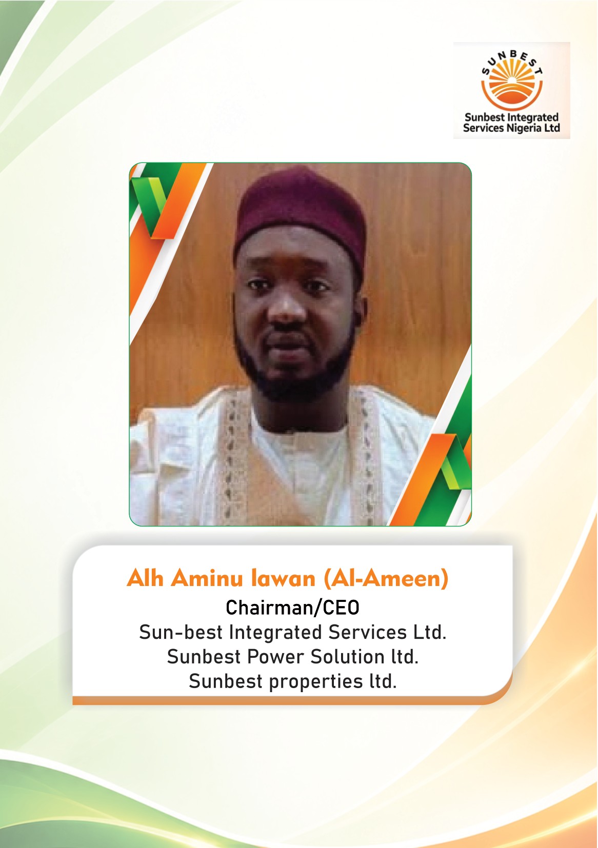 Nigeria International Lighting Expo 2026 — page 12: Alh. Aminu Lawan (Al-Ameen) — Chairman/CEO, Sunbest Integrated Services Nigeria Ltd.