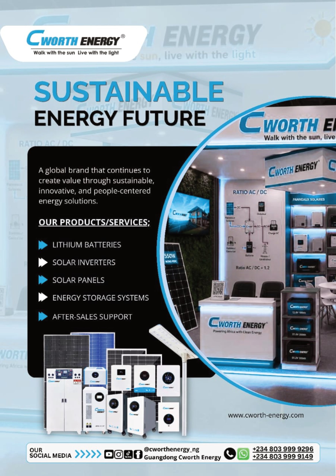 Nigeria International Lighting Expo 2026 — page 21: CWORTH ENERGY — Walk with the Sun, Live with the Light