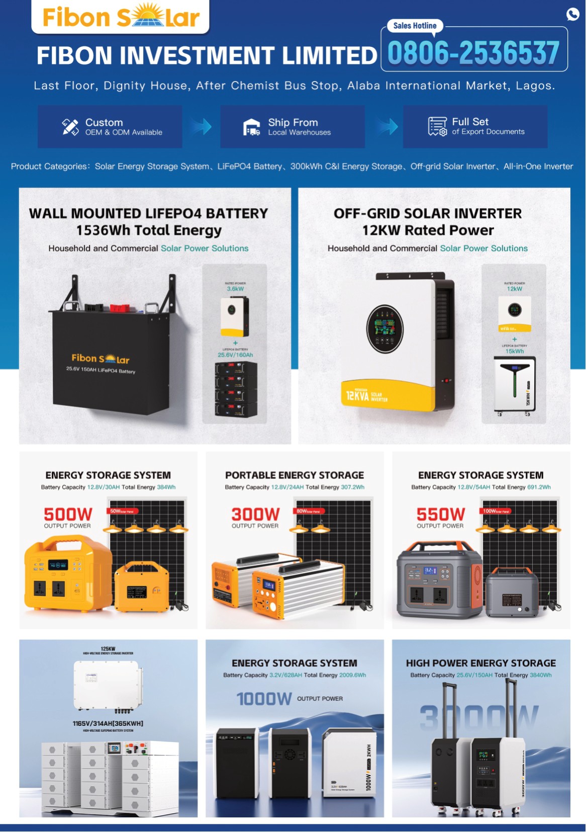 Nigeria International Lighting Expo 2026 — page 22: Fibon Solar / FIBON Investment Limited — PV Modules, Inverters, OEM & ODM